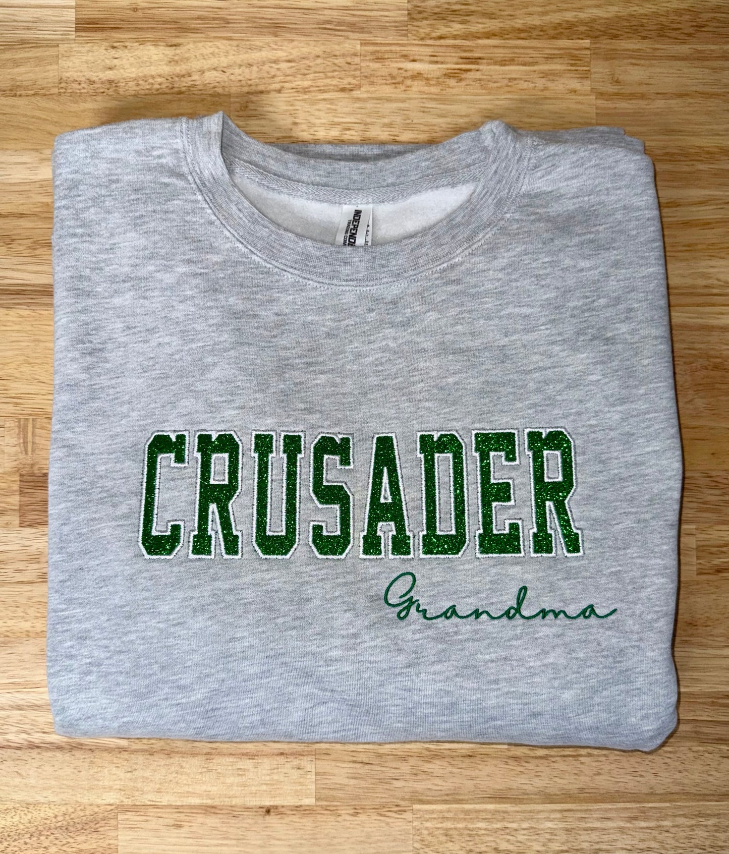 Green Glitter "CRUSADER Grandma" Crewneck