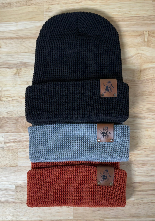 Knitted Beanie (Leather Obie)