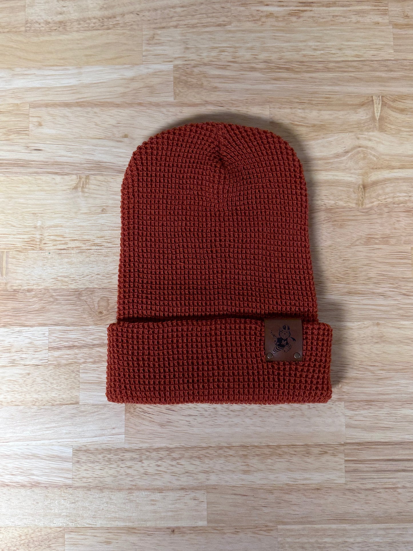Knitted Beanie (Leather Obie)