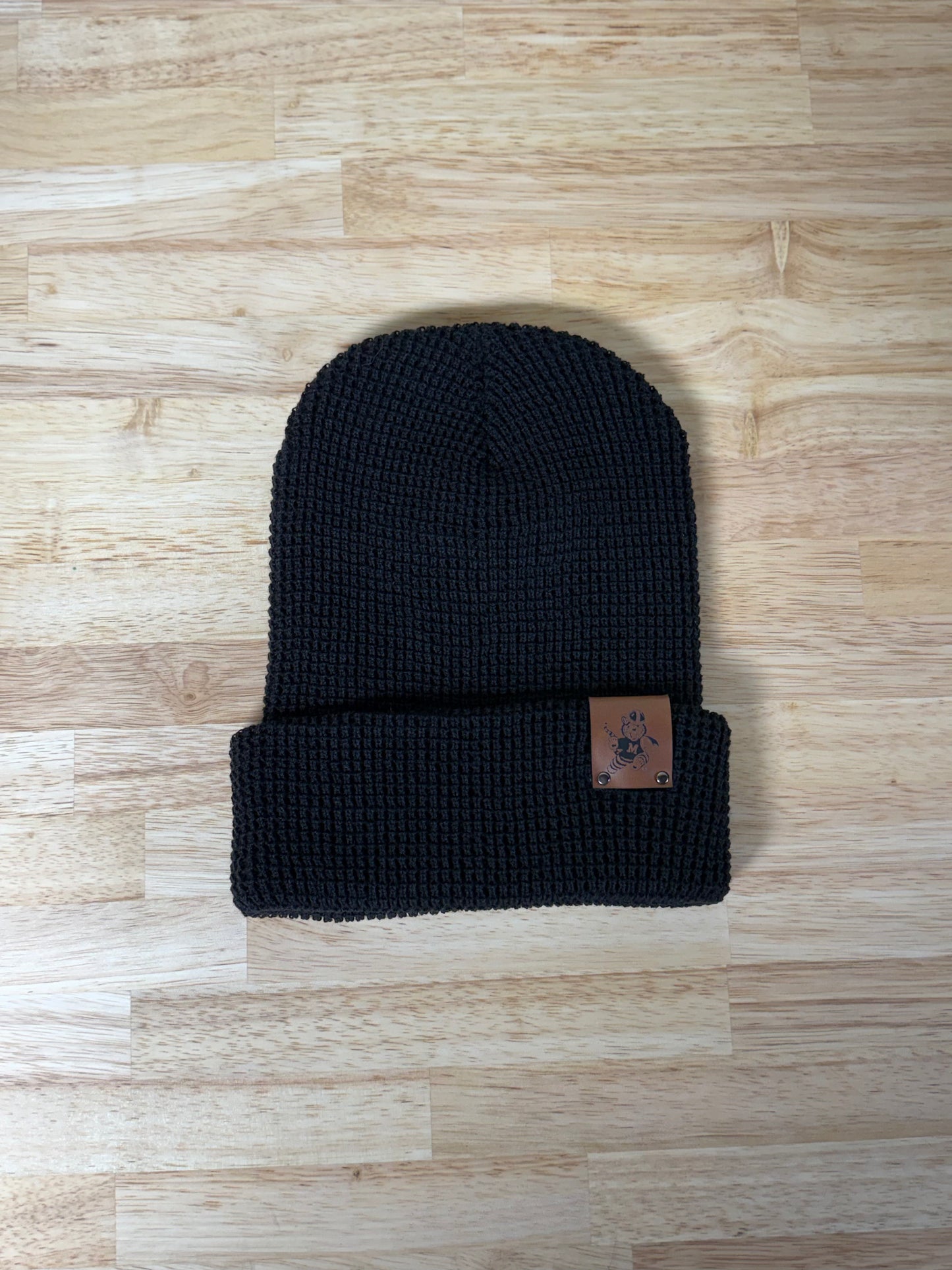 Knitted Beanie (Leather Obie)