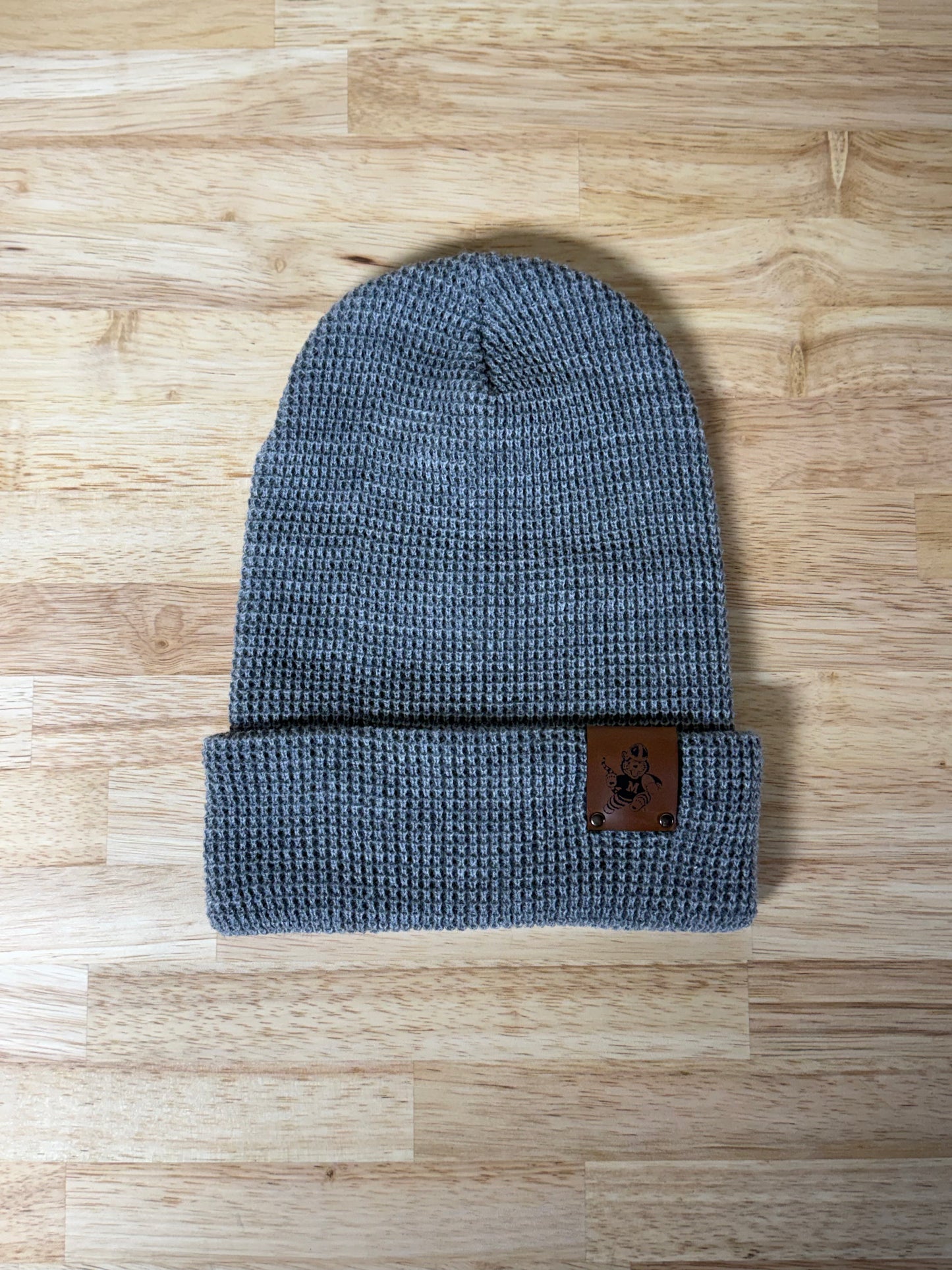 Knitted Beanie (Leather Obie)