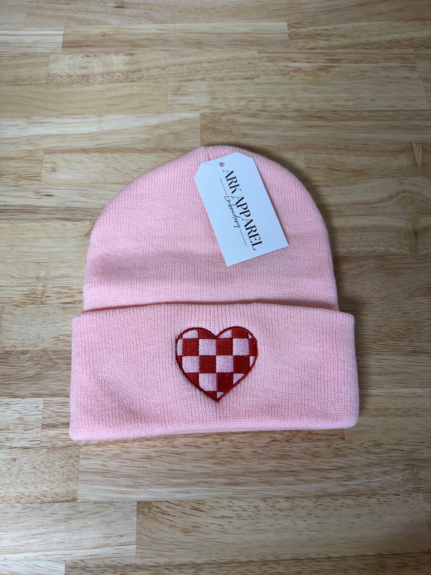 Checkered Heart Beanie