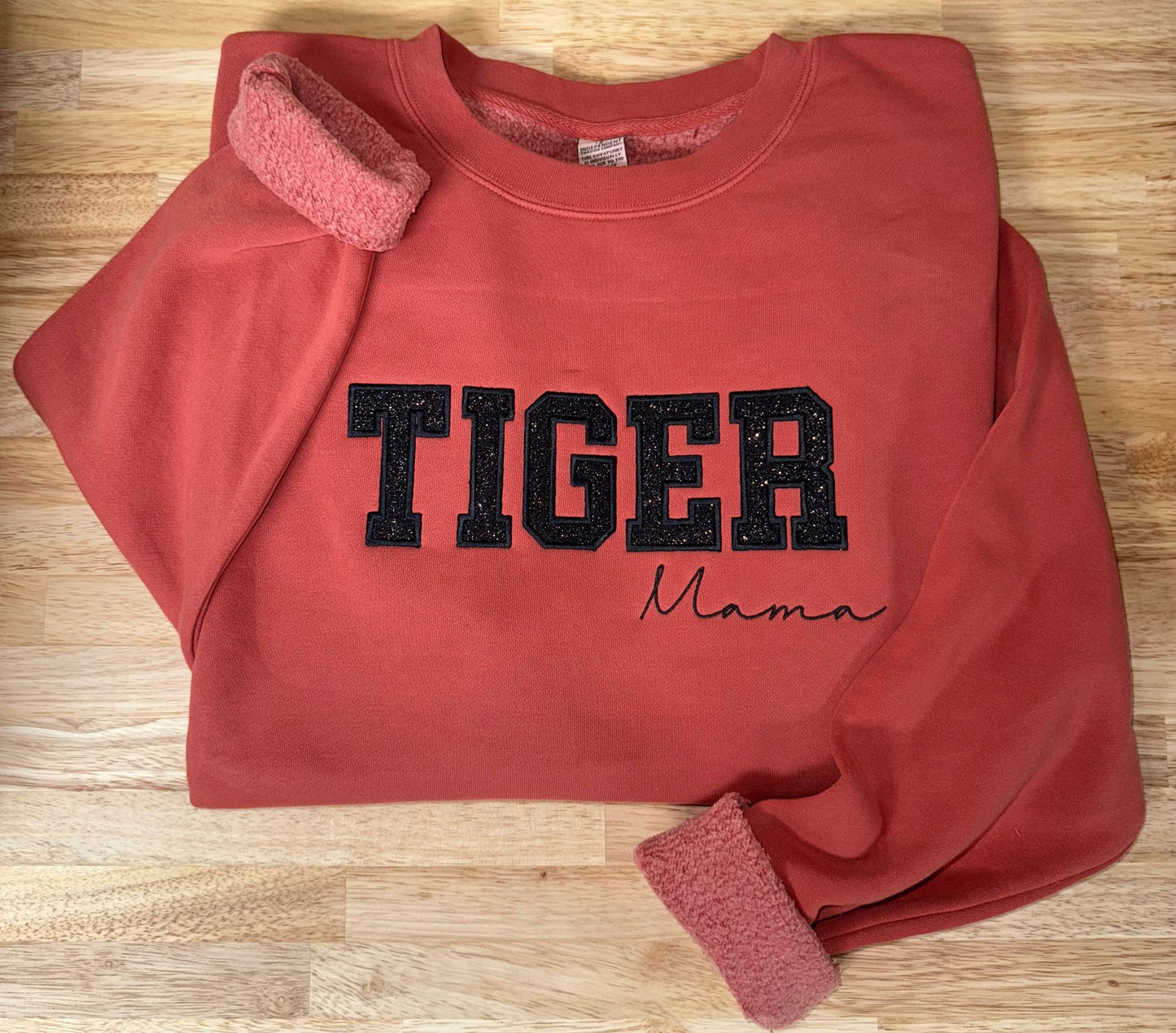 Black Glitter "TIGER mama" Pigmented Crewneck