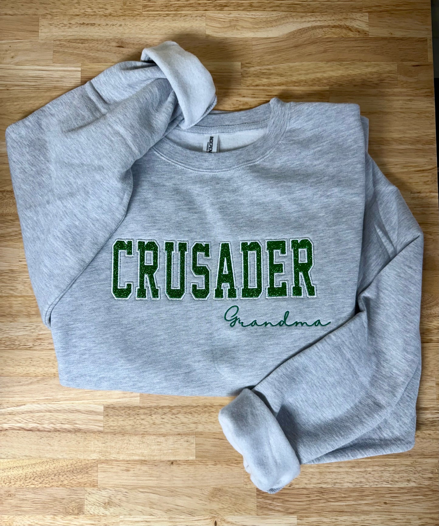 Green Glitter "CRUSADER Grandma" Crewneck