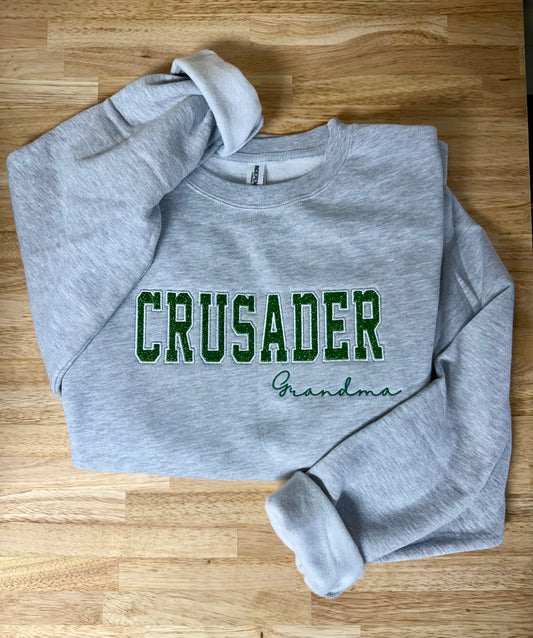 Green Glitter "CRUSADER Grandma" Crewneck